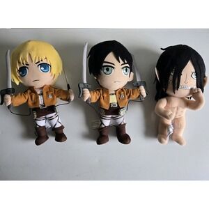 3 Anime Attack On Titan Eren Yeager Armin Plush w Swords‎ 10" Funmation
